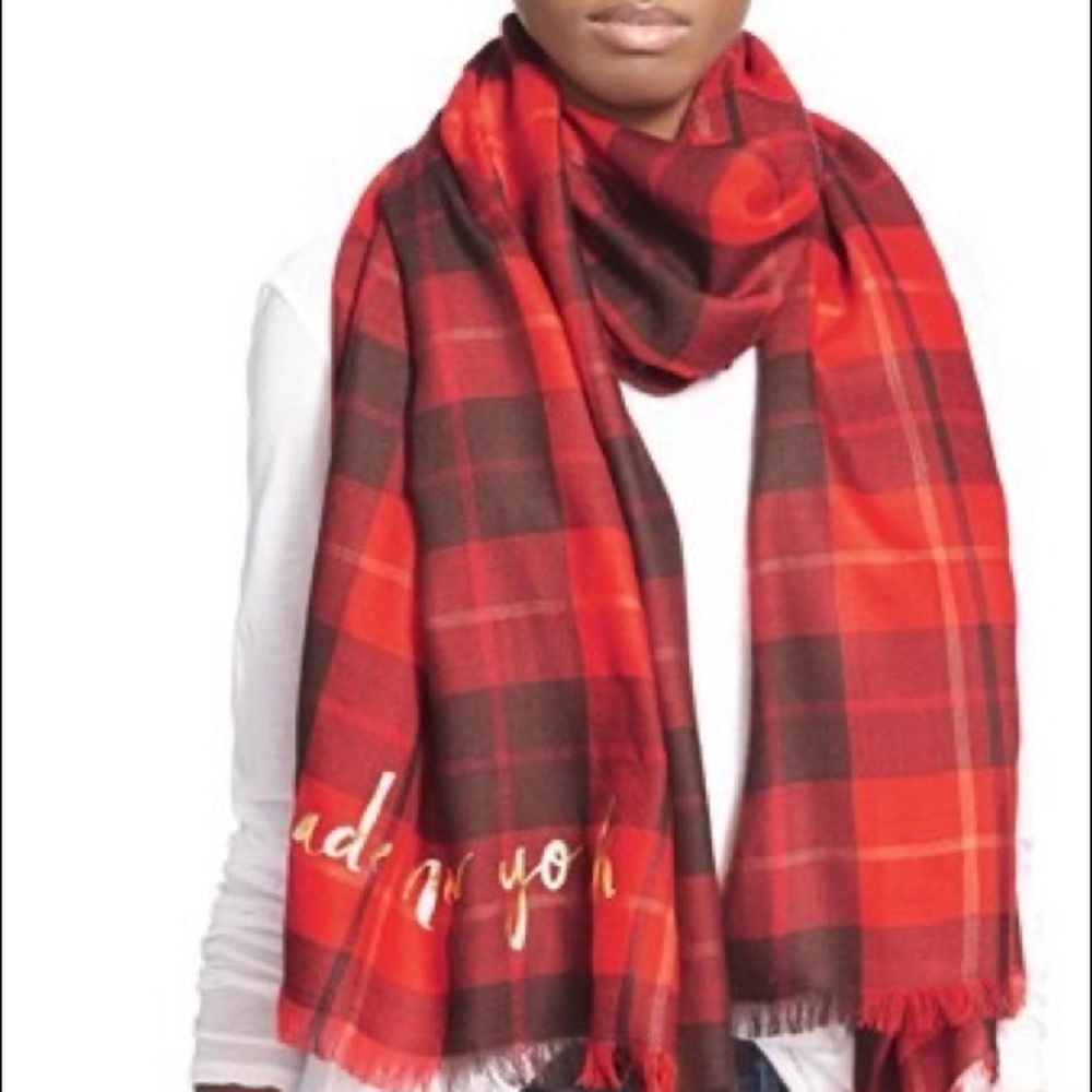 Kate Spade Red Plaid Scarf
